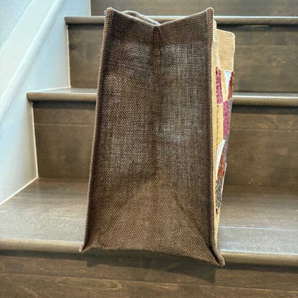 Vintage Feed Sack Tote Purse Handbag Handmade Quilted Upcycled Hook Loop Close - Picture 5 of 16